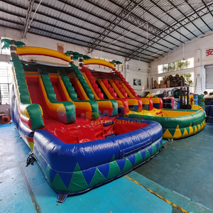 Dual lane tropical bounce house commercial tobogan hinchable <b>large</b> inflatable water <b>slide</b> for kids - Product Image 2