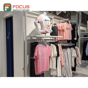 Étagères murales en acier inoxydable pour magasin de créateurs modernes, solution tout-en-un pour magasin de mode - Product Image 1