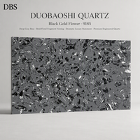 Grande dalle en quartz fleuri noir et or, 15-30 mm |   Moderne |   Certifié CE ISO Zéro Silice |   Table de table haut de gamme pour l'intérieur