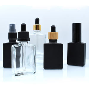 Flacons compte-gouttes en verre rectangulaires clairs rectangulaires carrés noirs mats de 30ml <span class=keywords><strong>pour</strong></span> huile essentielle cosmétique Vente en gros du marché américain - Product Image 1