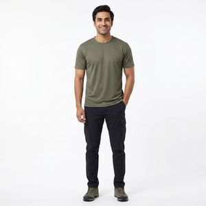 T-shirt pour homme de haute qualité, écologique, en coton et polyester, personnalisable, lourd, avec impression en relief, vierge pour la personnalisation - Product Image 1
