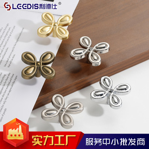 Lideshi Four Leaf Clover Cabinet Handle Chrome Plated Single Hole Drawer Wardrobe <b>Door</b> <b>Knob</b> Durable Furniture Hardware - Product Image 4