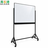 Tableau blanc magnétique sans effets fantôme 34x36'/36x48' en verre trempé de 4 mm avec cadre en alliage d'aluminium et support en fer à roulettes effaçable à sec