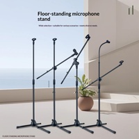 Support de microphone de sol 103 avec stabilisation d'image, trépied pliable pour téléphone portable, diffusion en direct, spectacles sur scène, réunions