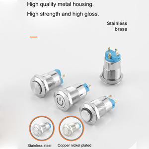 12mm Metal <b>Push</b> Button Switch Self-reset Momentary 1NO Copper Nickel Plated Shell High/Flat Head Jog Switch With LED - Product Image 4
