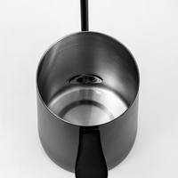 Bouilloire à bec de cygne en acier inoxydable de 600 ml avec couvercle et poignée en noyer moderne, écologique et durable, pour le brassage manuel et le café filtre