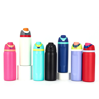 Bouteille d'eau isotherme en acier inoxydable 304 avec paille, sans BPA, écologique, portable, idéale pour le camping et les voyages