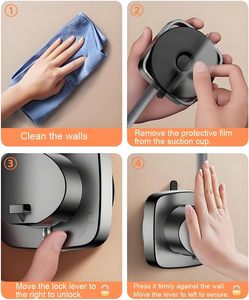 Strong Adhesive <strong>Shower</strong> Head <strong>Holder</strong> 120 Degree Rotatable Plastic Vacuum <strong>Suction</strong> Waterproof No Drill Wall Mount Showerhead Bracket - Product Image 6