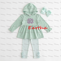 Tenues de boutique pour bébés et petites filles OEM, leggings à volants à manches longues et tunique, ensembles de vêtements d'hiver pour enfants en 2 pièces