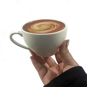 แก้วกาแฟพลาสติกแบบมีหูจับ ลายศิลปะรักษ์โลก รุ่น 6 ซม. แก้วคาปูชิโน่จำลอง จานรองสำหรับโชว์ในร้านกาแฟ อุปกรณ์ประกอบฉากถ่ายภาพยนตร์ บาริสต้า - Product Image 2