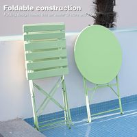 Table pliante de bistrot et chaises lot de 2, meubles de balcon, petit ensemble de meubles de jardin 3 pièces, vert