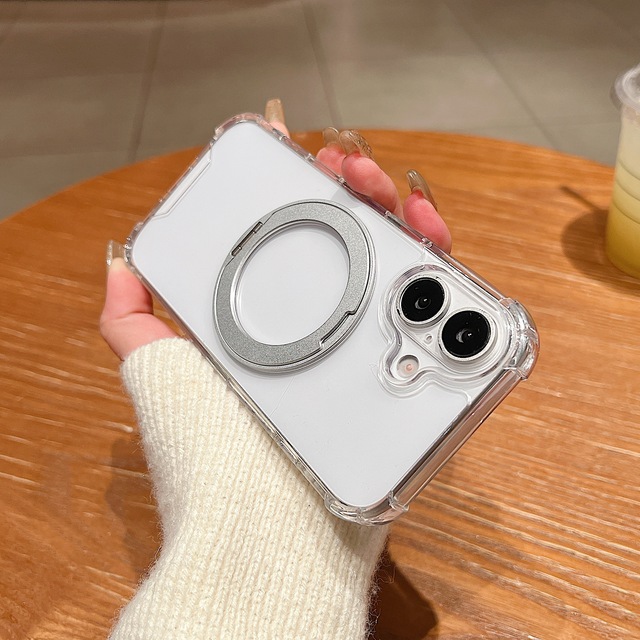 High Quality 360 Degree Rotatable Ring Holder Clear Magnetic Cell Phone Cases for iPhone 11 12 13 14 Plus 17 Air 15 16 Pro Max