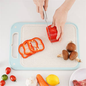 Non-slip Double Sided Chopping Board Stainless Steel and Wheat Straw <b>Plastic</b> Cutting Board for Food - Product Image 1
