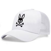 Cappellino da Baseball con Motivo Coniglio Scheletrato, Nero con Rete, Unisex, Traspirante in Cotone, per Eventi Sportivi all'Aperto, Alta Qualità, Personalizzabile 3D