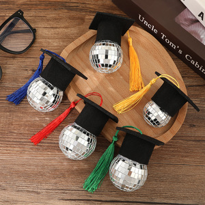 ของตกแต่งงานเลี้ยงฉลองจบการศึกษา DAMAI ลูกบอลกระจกประดับเค้ก พู่ห้อยประดับเค้ก ลูกบอลดิสโก้ หมวกปริญญาสำหรับตกแต่งเค้ก - Product Image 3