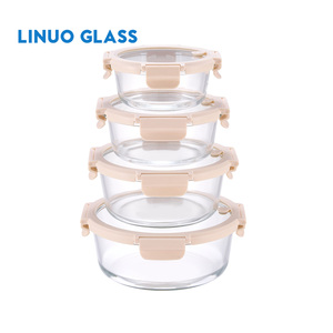 LINUO 2024 Hot Selling <strong>Kitchen</strong> Food <strong>Snap</strong> Locking <strong>Kitchen</strong> Food <strong>Snap</strong> Locking Airtight Glass Meal Prep Containers with Glass Lid - Product Image 3