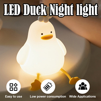 Lampe de nuit LED en silicone en forme d'animaux de dessin animé, capteur tactile, minuterie, rechargeable par USB, mignonne lampe en forme de canard, pour enfants, anniversaire, Noël