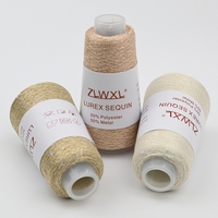 Fil à tricoter métallique recyclé en Lurex argent pur et paillettes de 50g, tissage mélangé, motif teint, vente en gros
