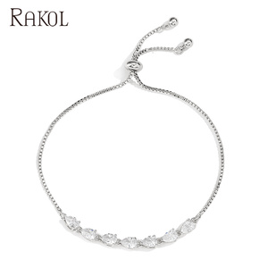 RAKOL BP2227 Bracelet réglable en cristal de zircon cubique CZ Zircon élégant pour femmes ou mariages - Product Image 2