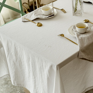 Manteles Rectangulares de Tela de Lino y Algodón <span class=keywords><strong>para</strong></span> Decoración de Banquetes, Manteles Rectangulares de Estilo Pastoral Blanco <span class=keywords><strong>para</strong></span> Boda - Product Image 4