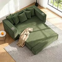 L-förmiges, faltbares, multifunktionales Doppelsitzer-Schlafsofa, anpassbares, modernes, schlichtes Cord-Sofa mit hoher Dichte
