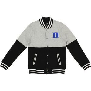 Chaqueta Varsity para Niños FOXA Duke, Negra y Gris, Manga Larga, Forro Polar, Estilo Preppy, Ropa de Otoño - Product Image 3