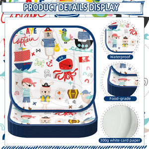 Fournitures de fête pirate Desserts assiettes en papier tasses serviettes ensembles de vaisselle jetable décorations de fête d'anniversaire pour enfants - Product Image 4