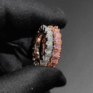 Single-Row Tennis Diamond <b>Ring</b> Micro Pave Bling CZ Stone <b>Iced</b> Out Hop Gold <b>Ring</b> for Men and Women - Product Image 4