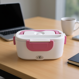 Boîte à lunch électrique portable avec chauffe-aliments, capacité de 1,1 à 2,0 L, pot intérieur en acier inoxydable, affichage numérique LED, 110 V/127 V, rose - Product Image 2