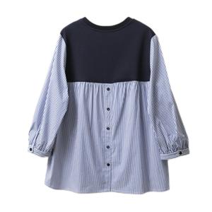 Manches Ststeelblouse Tops Femmes <span class=keywords><strong>Faux</strong></span> Deux Pièces Chemises Long Sleespringtsteel Top Vente Article <span class=keywords><strong>Col</strong></span> Rond Lâche Logo Personnalisé - Product Image 2