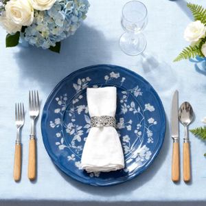 Factory Wholesale Sales Nordic Style <b>White</b> Flower Denim Blue Decorative Bone China Dishwasher Safe Custom Logo Dinnerware <b>Sets</b> - Product Image 1