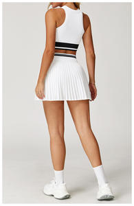 Toptan 2 parça tenis elbiseler yüksek belli pilili etek setleri Golf kıyafetleri kolsuz tenis etek Yoga seti - Product Image 3