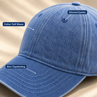 Casquettes de baseball en denim lavé de haute qualité personnalisées, logo brodé 3D exclusif, imprimé sportif formel, 100% coton, sport