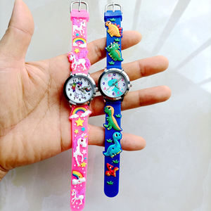 Enfants fête des enfants filles garçons étudiants arc-<span class=keywords><strong>en</strong></span>-ciel licorne dinosaure 3D dessin animé Silicone fête d'anniversaire cadeau horloge montres à Quartz - Product Image 4