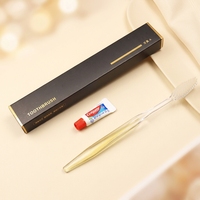Kit d'accessoires hôteliers personnalisés, kit d'hôtel portable, kit de voyage jetable avec brosse à dents, kit de brosse à dents souple avec manche en PS transparent pour les invités de la maison