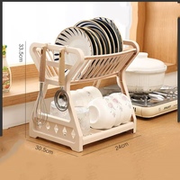 Égouttoir à vaisselle double couche en plastique moderne pour cuisine, avec support à baguettes, organisateur de vaisselle domestique, plateau et panier de rangement