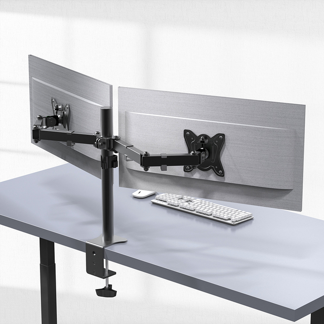 Charmount 13"-32" Screen Adjustable Double Dual Monitor Arm Stand Laptop Desk Mount with C-clamp in Stock