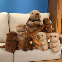 Peluches personnalisables de personnages de dessins animés décoratifs, animaux marmottes, très vendues, avec rembourrage en coton PP et doublure en maille confortable
