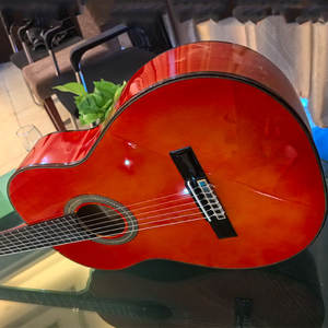 Guitarra Flamenca Española Popular de Color Naranja con Tapa Sólida - Product Image 5