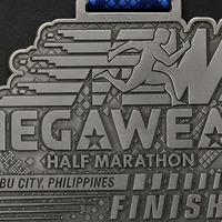 Médaille de finisseur de demi-marathon en métal personnalisée, relief 3D, récompense pour événement de course avec ruban imprimé