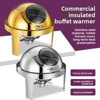 Chauffe-plat professionnel en acier inoxydable argenté avec fenêtre de visualisation pour buffet libre-service et hôtels, type bain-marie et chafing dish
