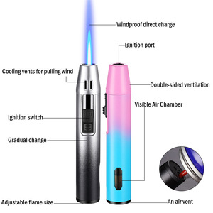 JX Mini briquet torche à gaz rechargeable au butane coupe-vent, briquet torche à flamme jet pour cigare, bougies, grils, cheminées, camping - Product Image 2