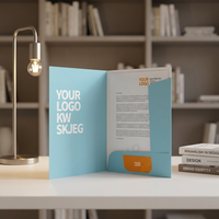 Carpeta de Presentación de Documentos Personalizada de Fábrica, con Bolsillo para Papel A4, Logotipo Impreso, Plegable, para Empresas