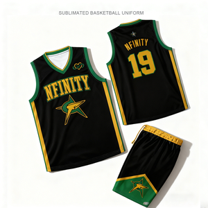 Maglia da Basket Traspirante Nera e Verde con Tempi di Produzione Rapidi - Divise da Basket Personalizzate ad Asciugatura Rapida e Traspiranti per Club - Product Image 1