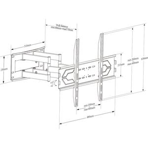 Bras articulés d'usine inclinaison pivotante réglable support mural de suspension TV à mouvement complet pour 45-100 pouces - Product Image 2