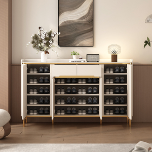 Lxyx Luxury Modern Metal <b>Shoe</b> Cabinet Painted Finish Entryway Partition Large Capacity <b>Storage</b> Living Room Furniture 6 Shelves - Product Image 2