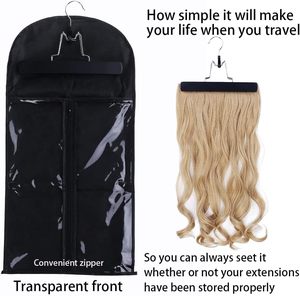 Sac de rangement pour extensions de cheveux avec cintre, support de rangement pour postiches, étui de transport pour perruques, sacs de rangement pour coiffures - Product Image 3