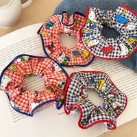 Kitty Plaid Scrunchie Trendy Bun Hair Rope Accessoire pour cheveux pour filles douces Enfants Cravate de cheveux