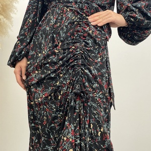 6669# New Elegant Spring <b>Summer</b> Floral Dress Front Pleated Drawstring Type Fashion Gorgeously Classy Women Dress - Product Image 6