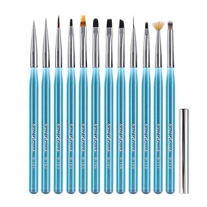 Pinceau à ongles professionnel personnalisé à manche bleu transparent, en poils synthétiques, pour gel UV, liner, French manucure, peinture d'embouts, plat, oblique, ovale - Product Image 3